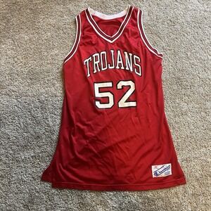 Vintage 90s‎ Champion Trojans Collegiate Basketball Jersey Men's 46 USA Made Red